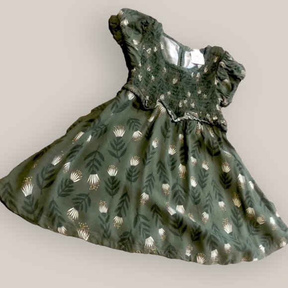 Wonder Nation Toddler Girls Short Sleeve Smocked Woven Dress, Sizes 12M NWOT - Picture 2 of 5